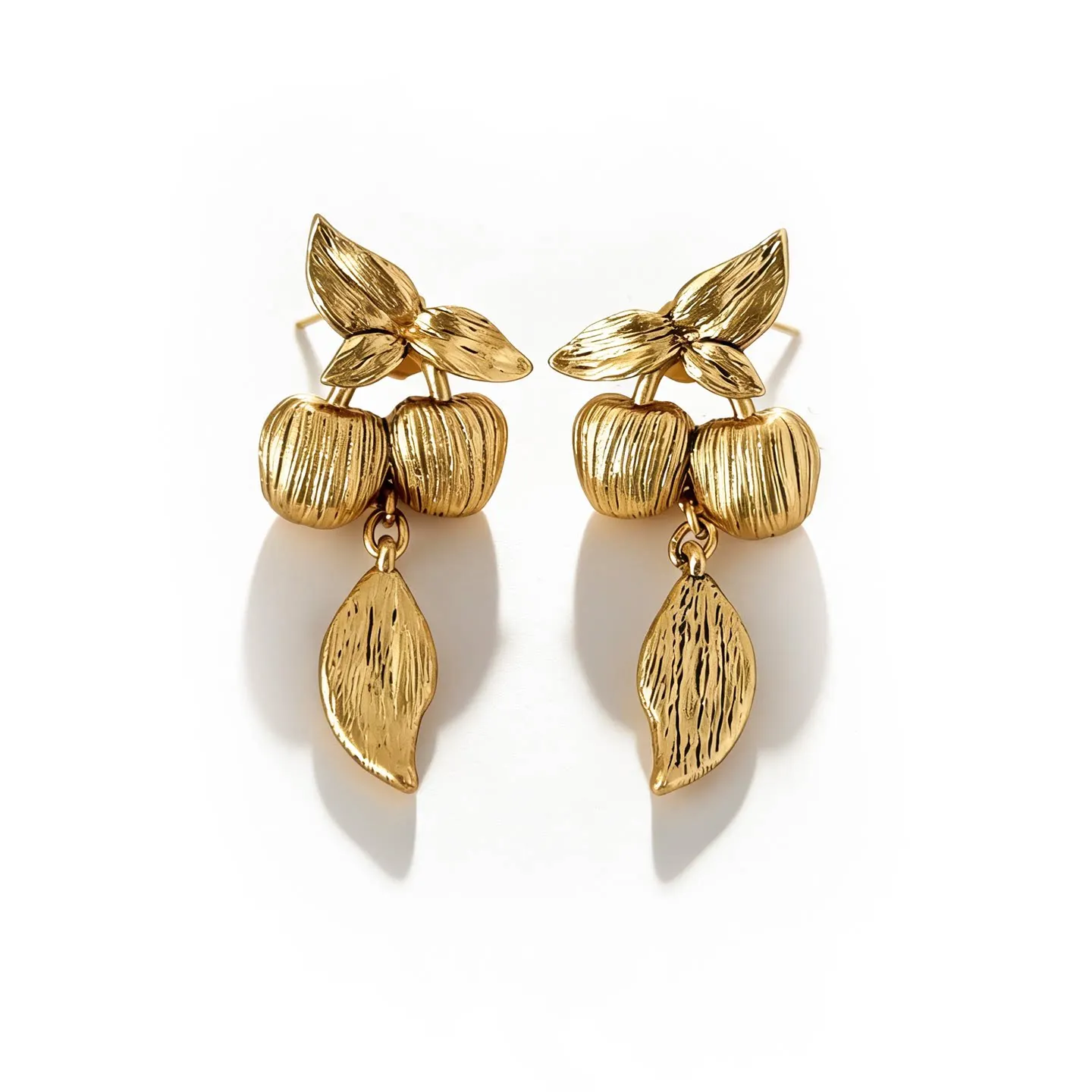 Popular Europe Gold Plated Brass Cherry Luxury Earrings Women Vintage Jewelry Trend