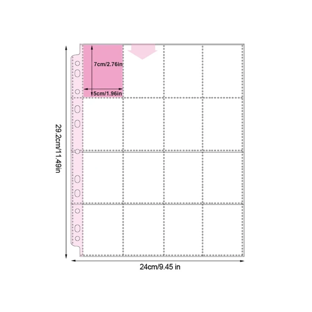 

10/20pcs 50*68 A4 16 Pockets Clear Album Sheet Game Card Sleeves 2/3/411 Holes Page Board Game Card Binder Protector