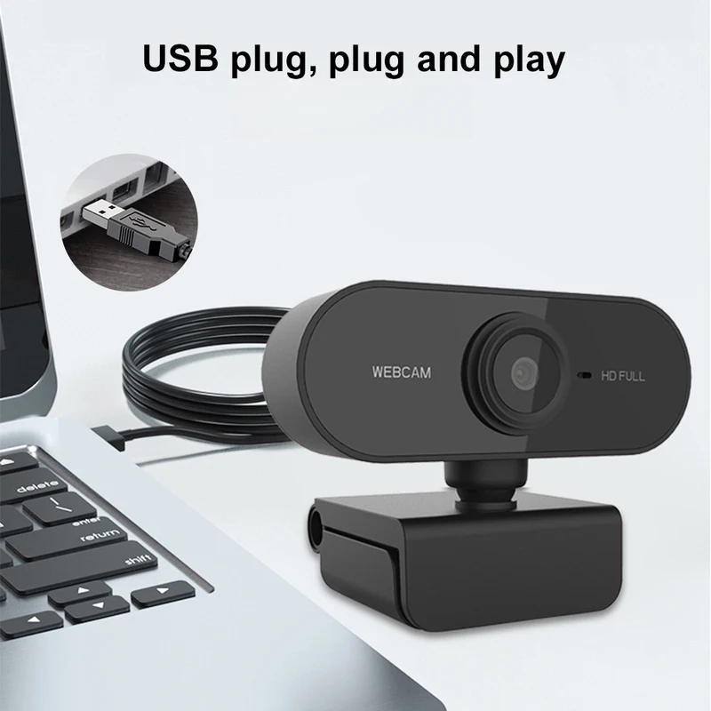 

New webcam with microphone, USB computer camera for video call, zoom, team, streaming media, plug and play for PC and Mac