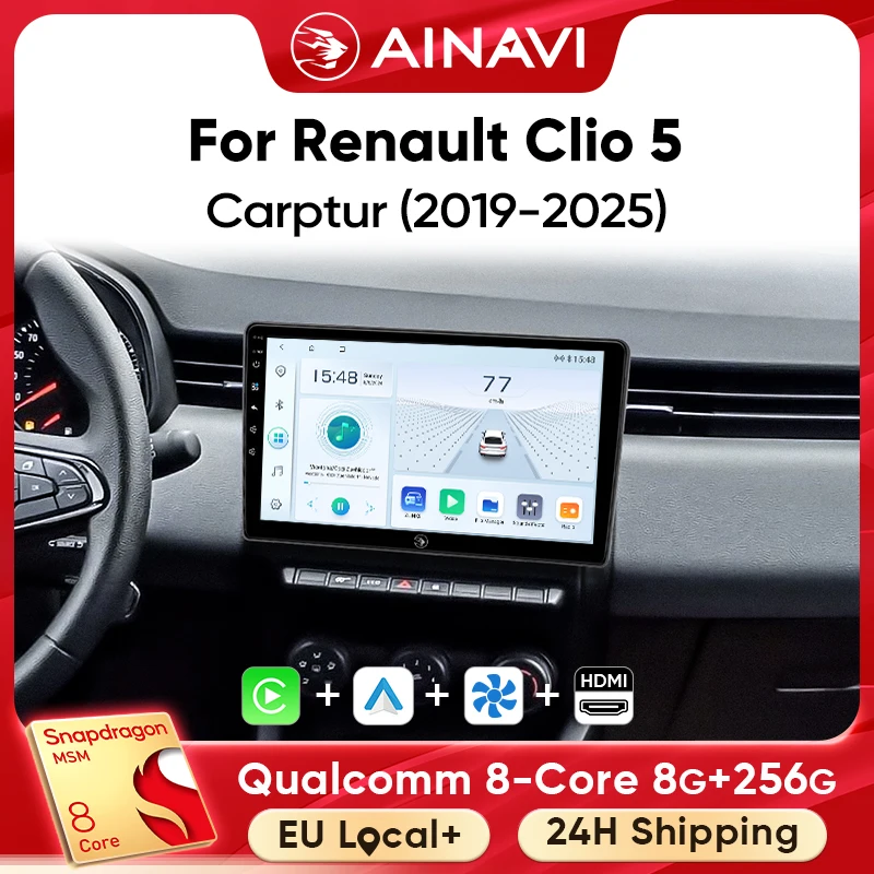 Ainavi Autoradio Für Renault Clio 5 Captur 2 2020 2021 2022 2024 Drahtlose Player Carplay Android Auto Multimedia 4G wifi 2Din