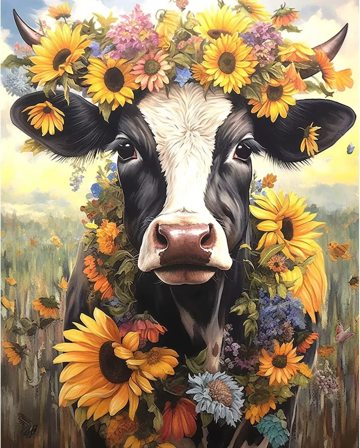 Sunature Diamond Painting Art Full Square Round Drills Cow Diamond Painting Kits