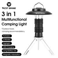 WEST BIKING Portable Camping Light USB Rechargeable 3 IN 1 Multi-functional Hanging Tent Lantern Outdoor Camping Emergency Torch