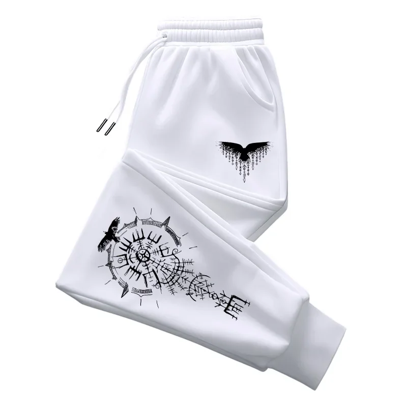 Autumn Winter Men Casual Pants Comfort Joggers Sporty Sweatpants Outdoor Raven Runes Design 2025 New Fashion Trend