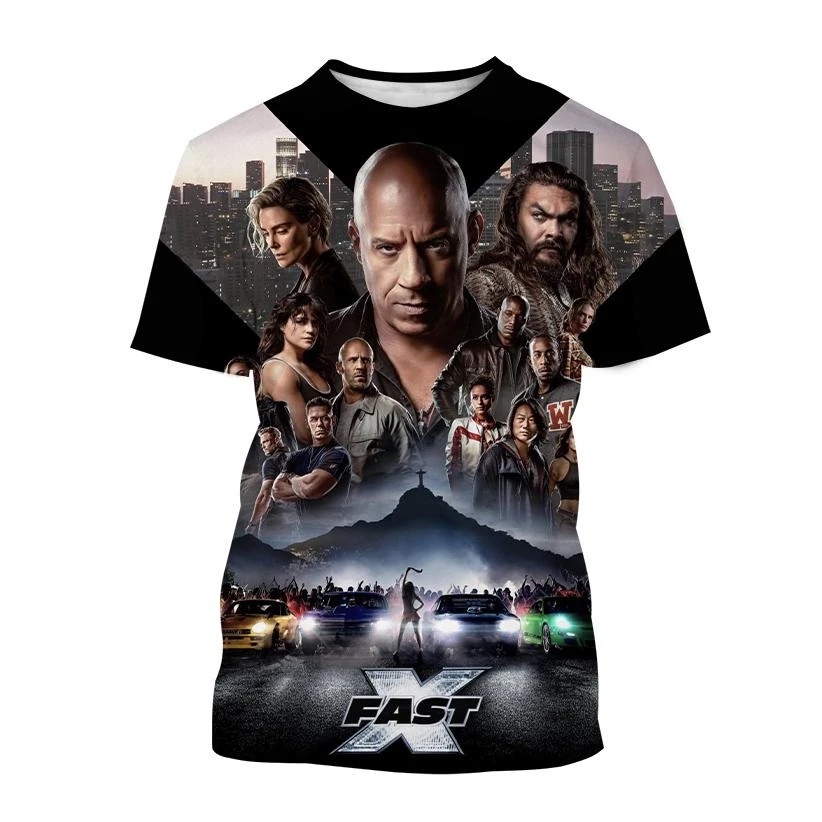 Camiseta con estampado 3D de película caliente The Fast and Furious, personalidad de verano, Unisex, súper genial, estilo callejero, manga corta