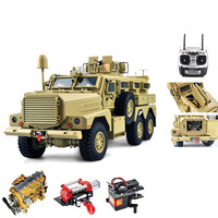 HengGuan 1/12 6x6 Explosion Truck U.S Military Cougar 2.4G 16CH Electric RC Model Car  HG P602 Upgraded Lights & Sound