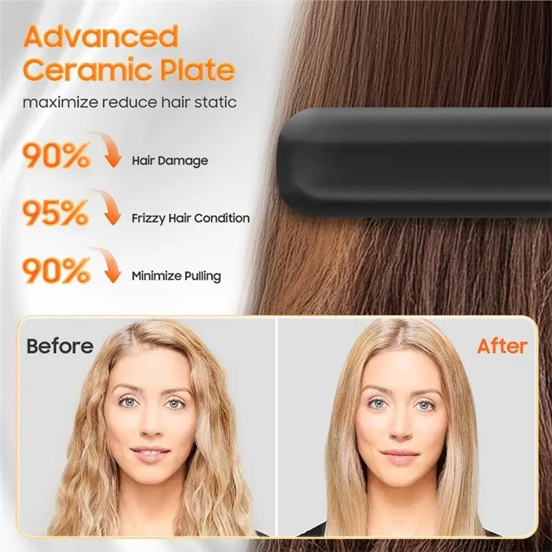 【ESSENTIALS 】Mini Charging USB Wireless Straightening Clip Portable Clip Dual-Function Straightener& Curler Dorm Room Hair Styli