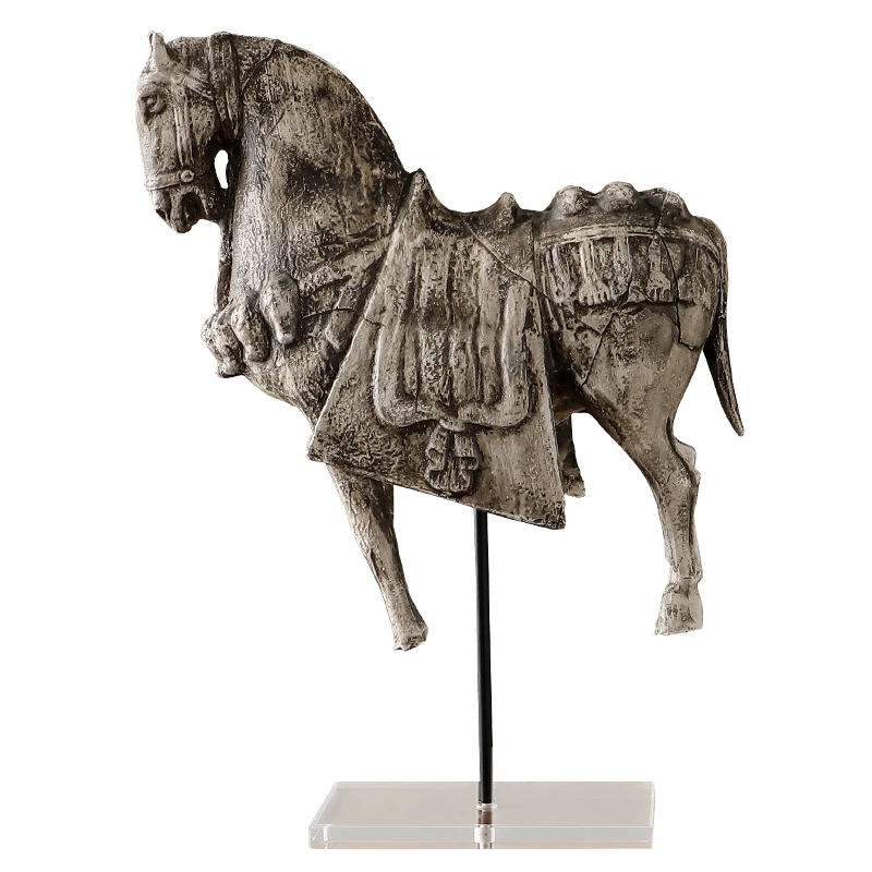 Resin Handicrafts Simulation Animal Sculpture Horse Sculpture Retro Warhorse Ornaments Decorative Figurines Home Decoration
