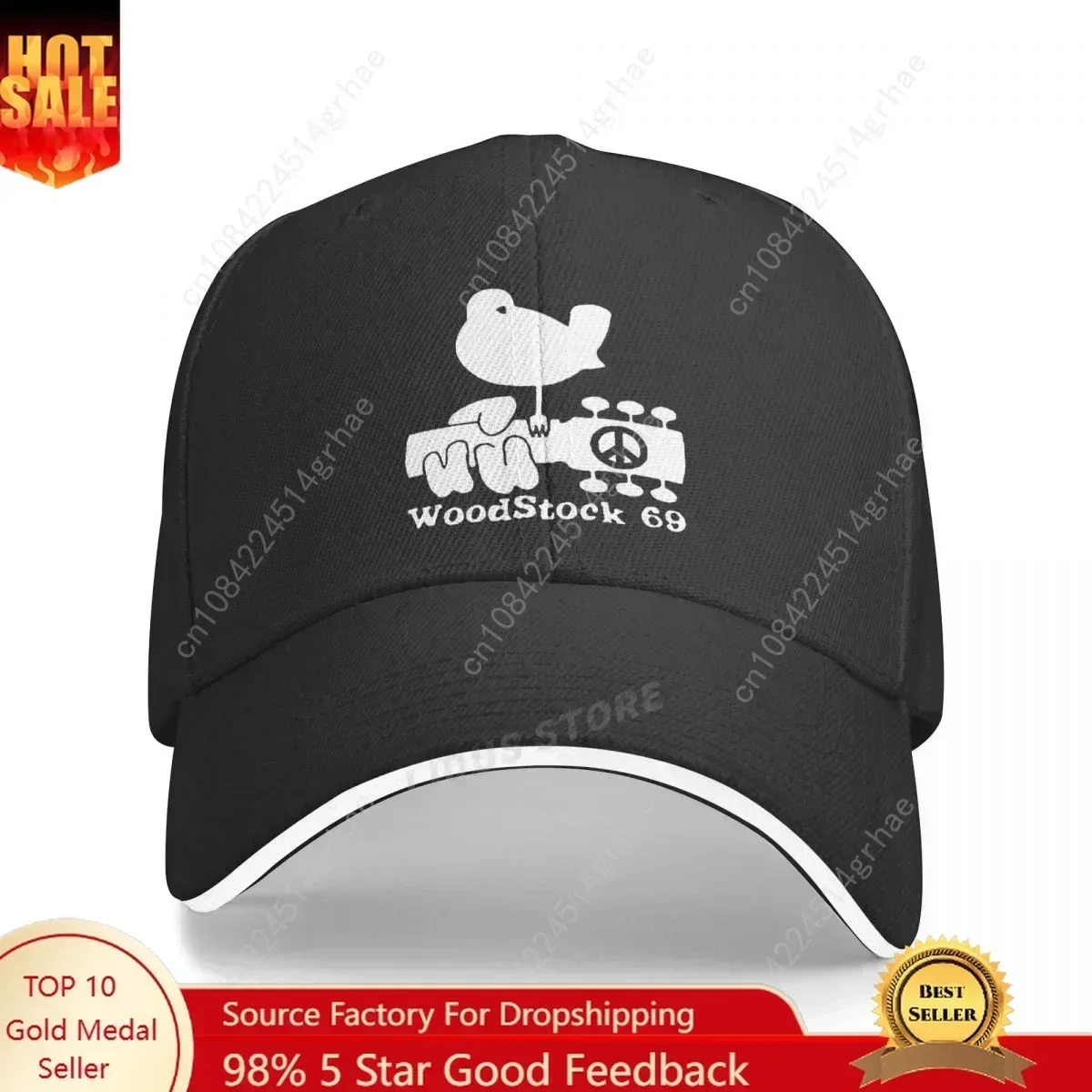 Fashion Woodstock 3 Days Peace ' Music Colorful Logo Guitar Bird Baseball Cap Woodstock 1969 Male Brand Summer Hip Hop Hat