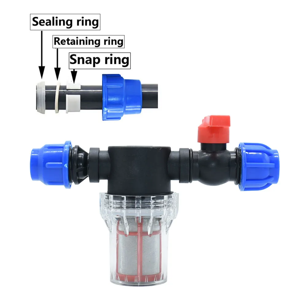 20mm Watering Tube Filter 200 Mesh Metal Net Screen Irrigation Plastic DN15 Pe Pipe Filter Quick Connector