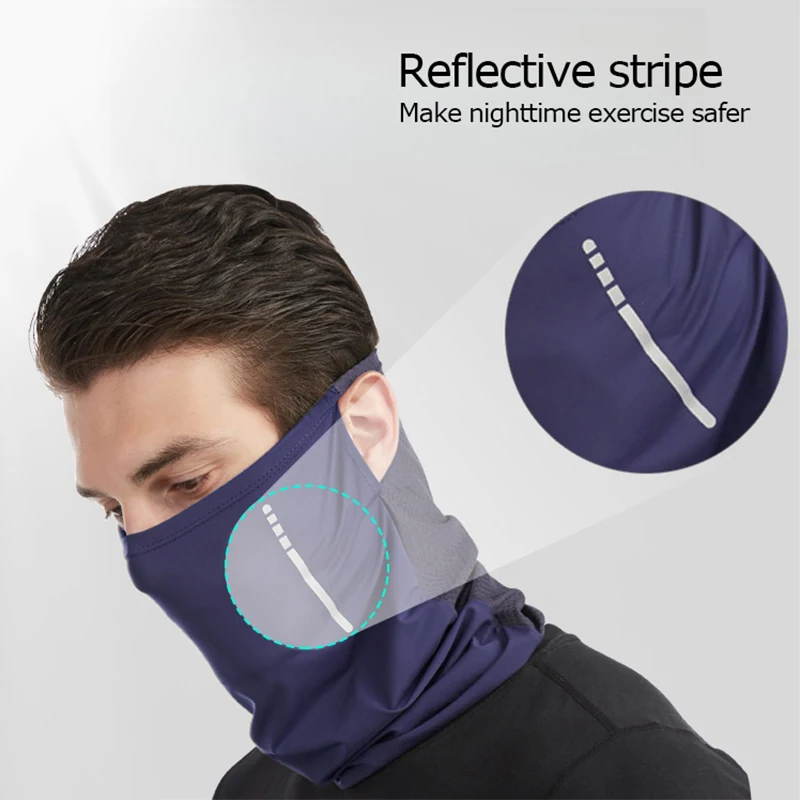 B114 Summer Cycling Face Mask antivento Ear Hanging Ice Silk protezione solare asciugamano per il viso sciarpa sportiva resistente ai raggi UV