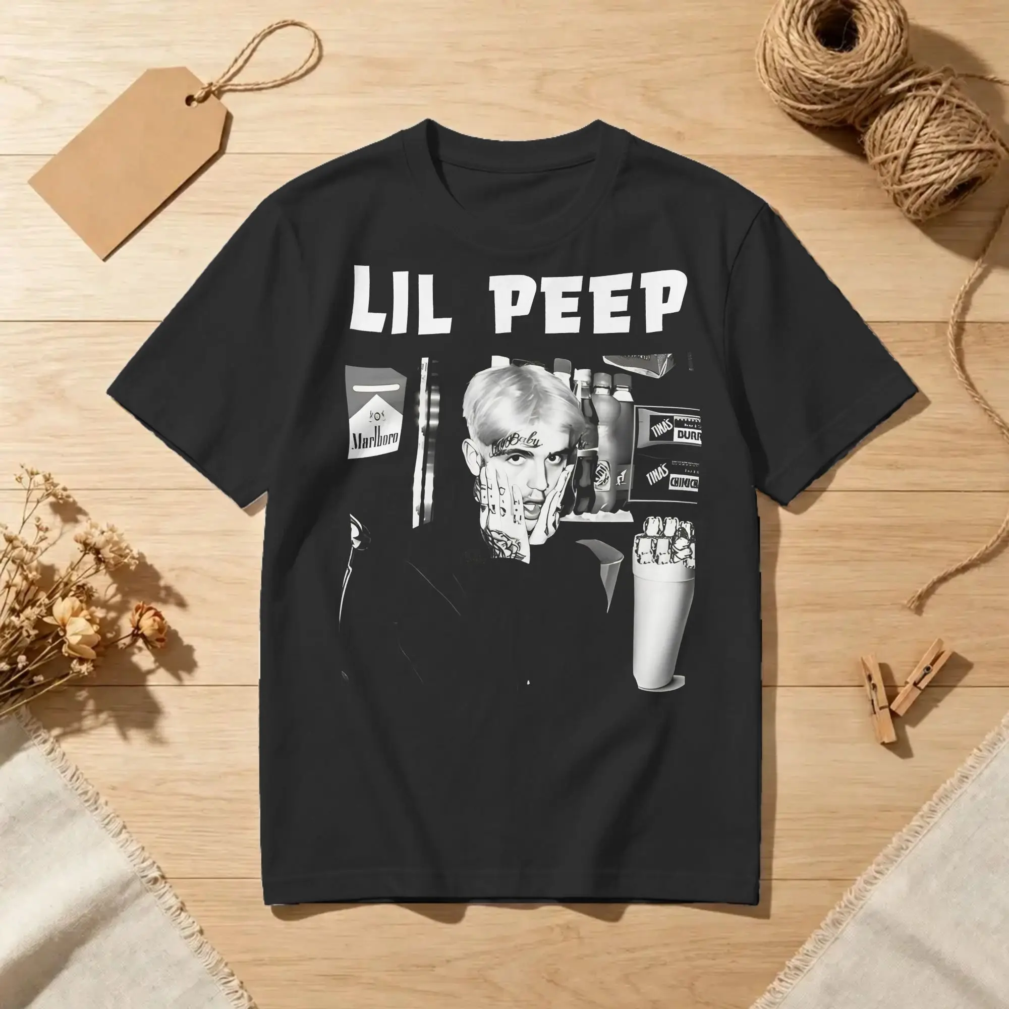 Camisetas de rap com estampas de Lil Peep para homens e mulheres, feitas de algodão, com design humorístico, manga curta, gola redonda e disponíveis e