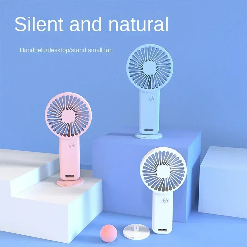 Miniventilador de mano silencioso, batería de larga duración, se puede utilizar como soporte para teléfono, aire acondicionado portátil recargable por USB, novedad de 2024