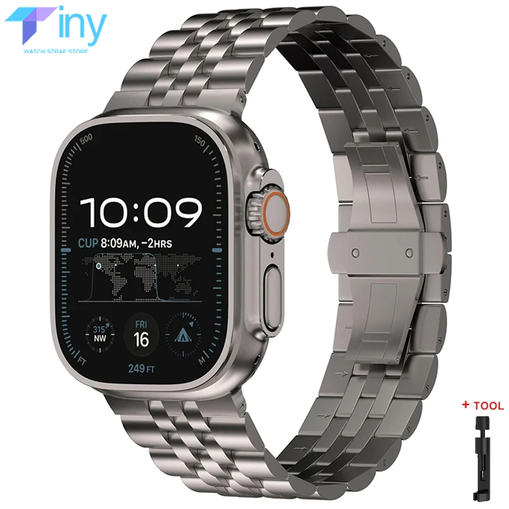 

Роскошный титановый ремешок для Apple Watch Ultra 3 2 49 мм, металлический браслет для Iwatch Series Ultra 49 мм, мужской деловой браслет