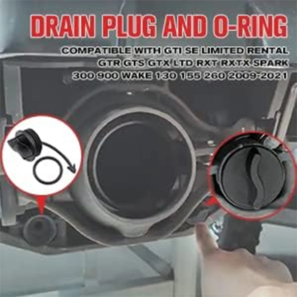 4Pcs Drain Plug Cover Caps Black Drain Plug & O-Ring 292001352 292001320 292002024 for GTI GTR GTX RXPX RXT RXTX Spark Trixx 900