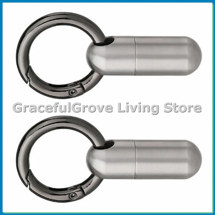

2PCS Waterproof Stainless Steel Pill Box Pill Bottle Cache Pill Box Container Keychain Pill Box Health Care-A33R