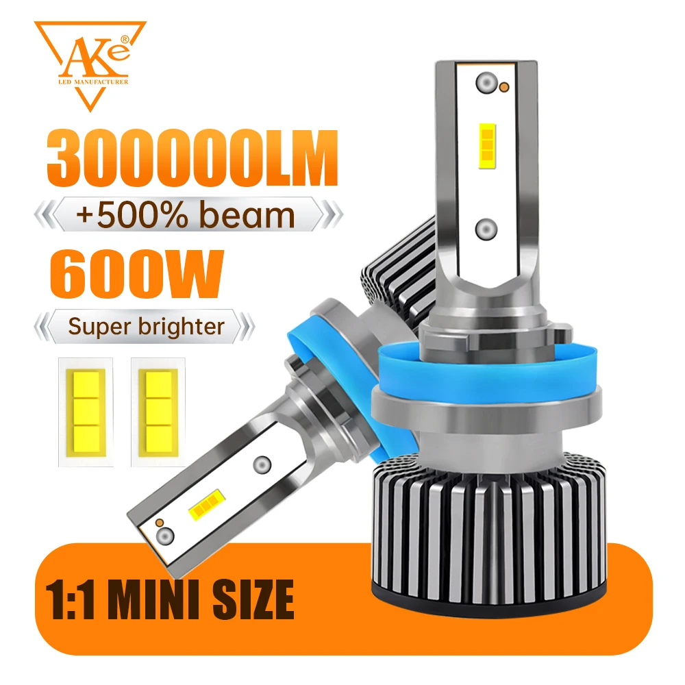 

H7 LED Headlight Bulbs 300000lm 600w H4 Car Lights CANBUS H1 H11 9005 9006 9012 Auto Lamp 6000K White Light Double Copper Plates