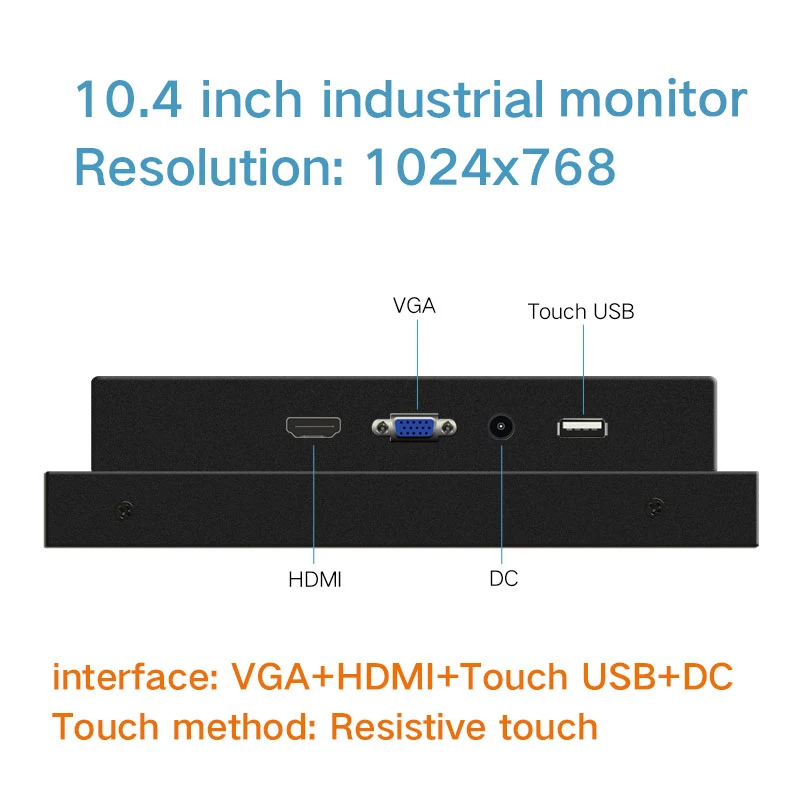 10.4/12.1/15/17 Inch Industrial Monitor Resistive Touch With HDMI VGA USB Interface HD LCD Screen Portable Display