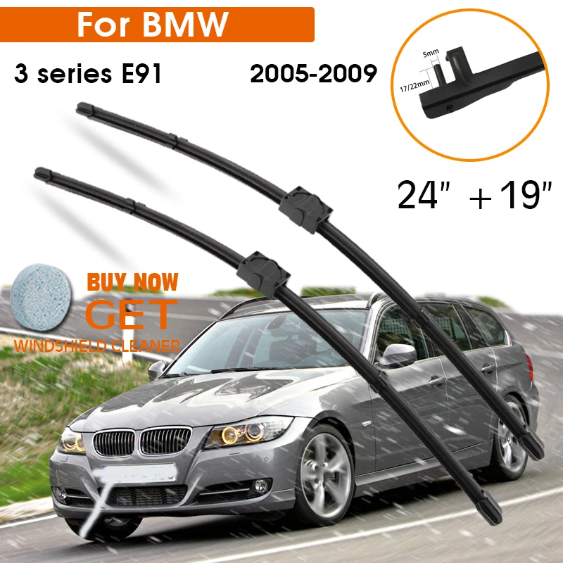 

Car Wiper For BMW 3 series E91 2005-2009 Windshield Rubber Silicon Refill Front Window Wiper 24"+19" LHD RHD Auto Accessorie