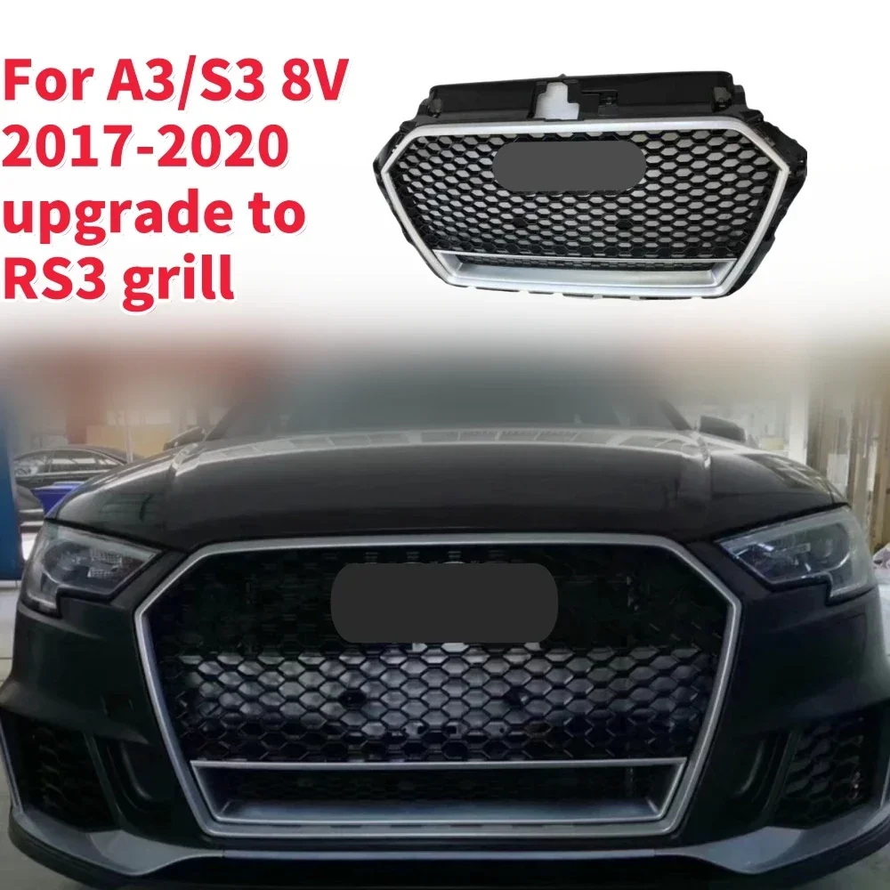 Racing Grills Front Hood Grille Car Front Bumper Grill Center Grille for RS3 Grill for A3/S3 8V 2017-2020