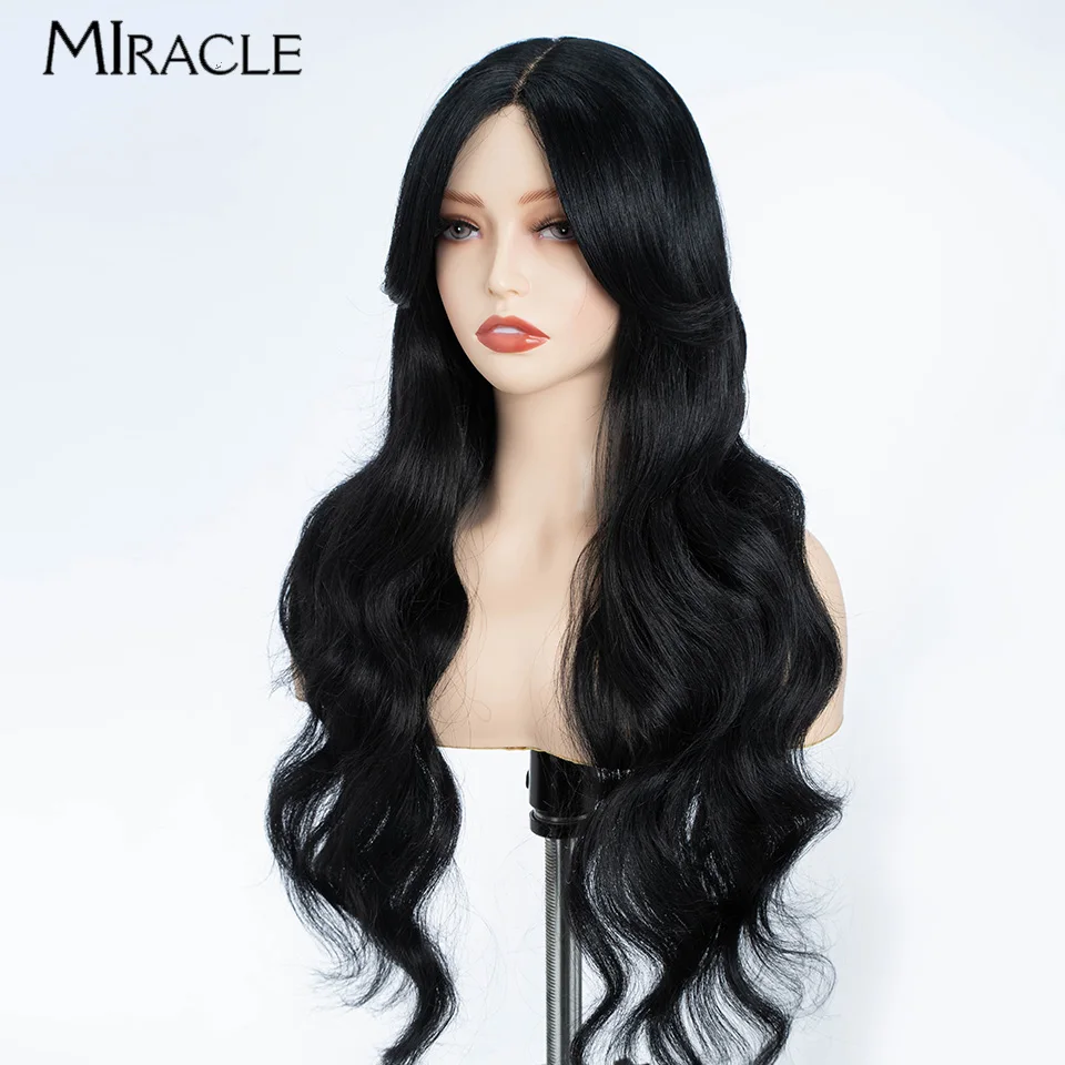 MILAGRE-peruca dianteira do laço sintético para mulheres, fibra da onda do corpo, cabelo falso do cosplay, resistente ao calor, loiro, 28"