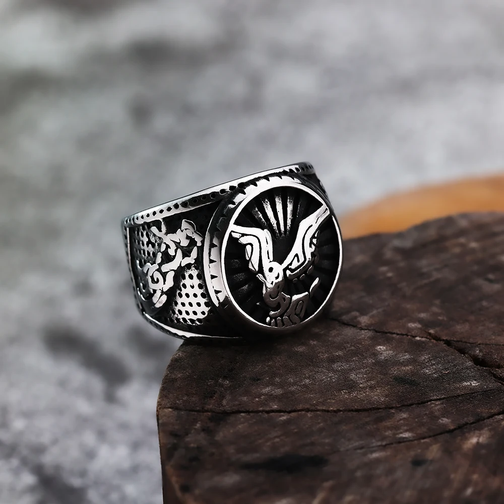 European and American Style Fashion Personality Crow Celtic Wolf Fashion Men's Ring Viking Jewelry