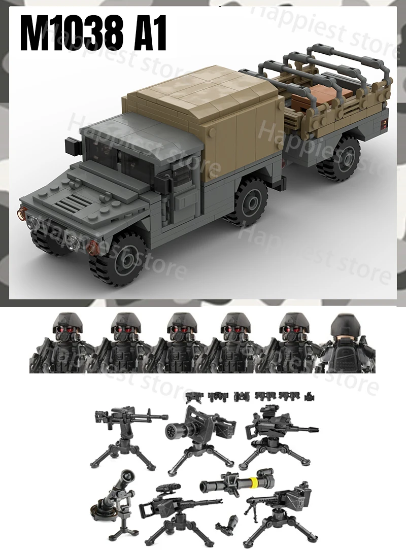 MOC Hummer Armored Vehicle US Special Forces Building Block Military M1038A1 Car Truck Figures Soldiers Army Bricks Kids Toys