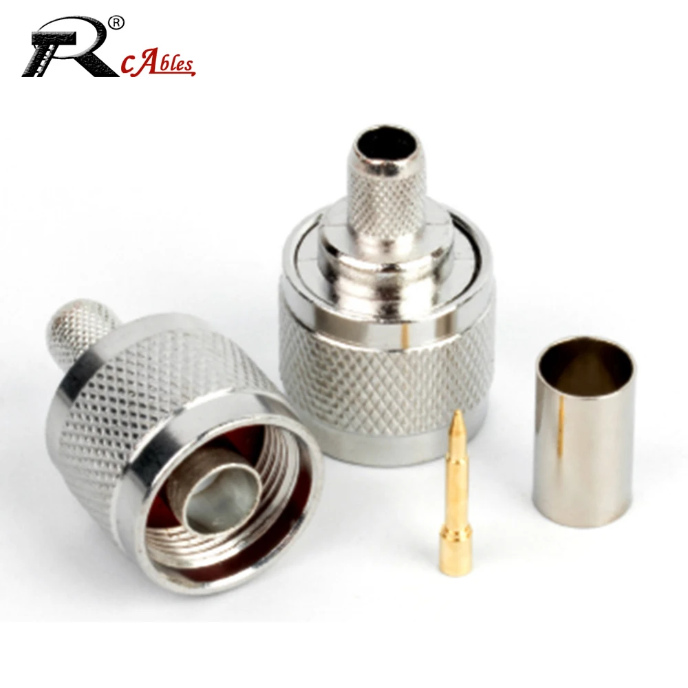 2PCS N Male Female RF Coaxial Connector Crimp 50-5 Feeder LMR300 5D-FB Cable And 50-3 RG58 Cable LMR195 Cable 50-4 LMR240 50Ohm