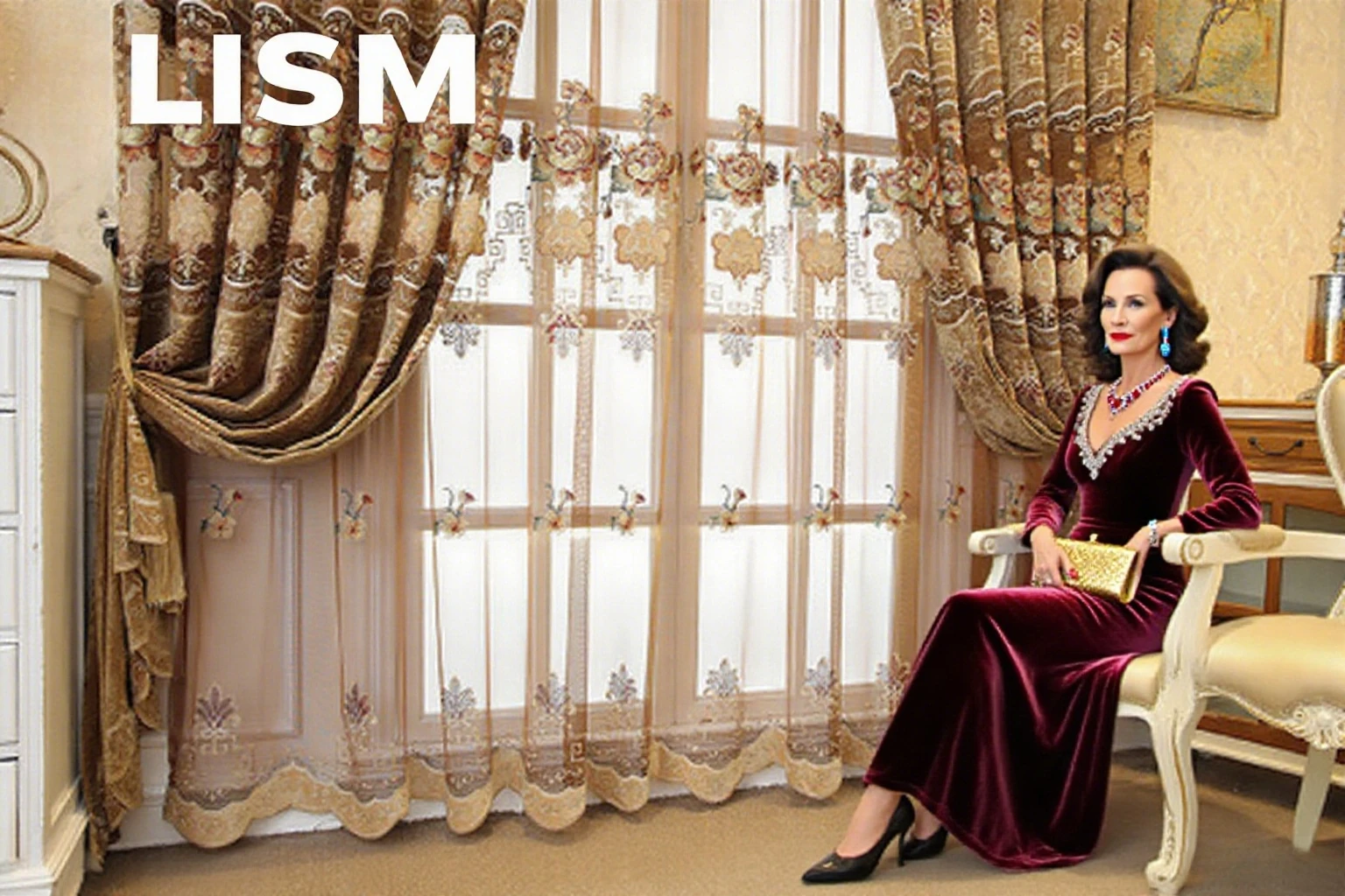 

European Luxury Hollow Curtain for Living Room Bedroom Villa Partition Custom Blue Chenille Embroidered Cloth Window Decor Tulle