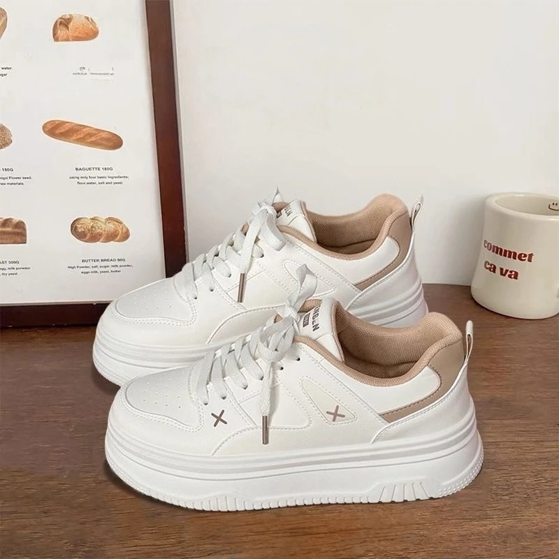 

2026 New Women's Black Platform Casual Shoes with Cross Lace-up Design Summer Comfortable PU Walking Shoes By Zapatos De Mujer