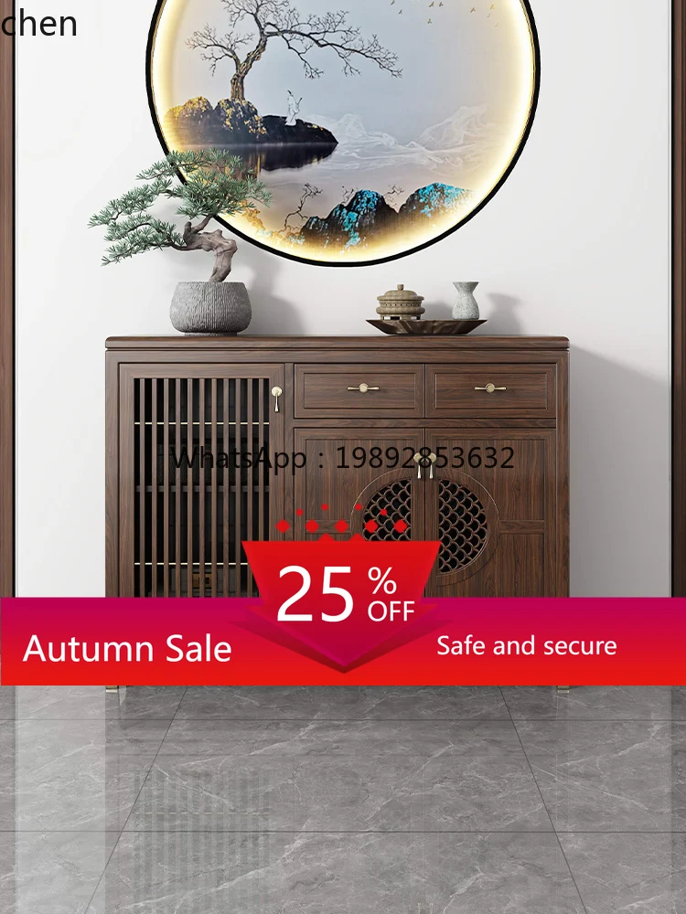 

side cabinet ebony living room narrow cabinet against the wall Zen solid wood entrance cabinet