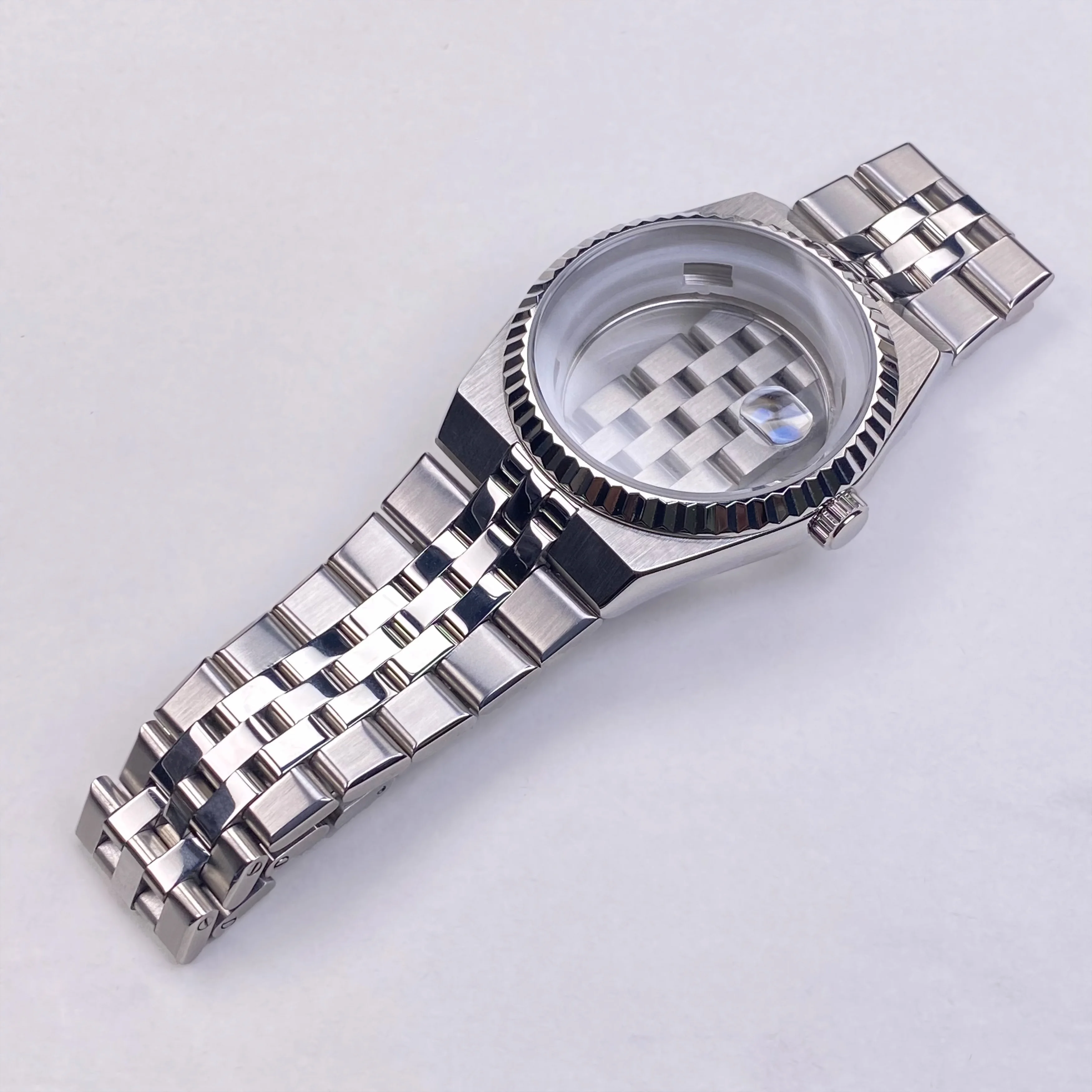 Para land-dweller 39.5mm nh35 caixa de relógio vidro safira à prova dwaterproof água caber 33.8mm dial com movimento nh35 nh36 peças relógio masculino