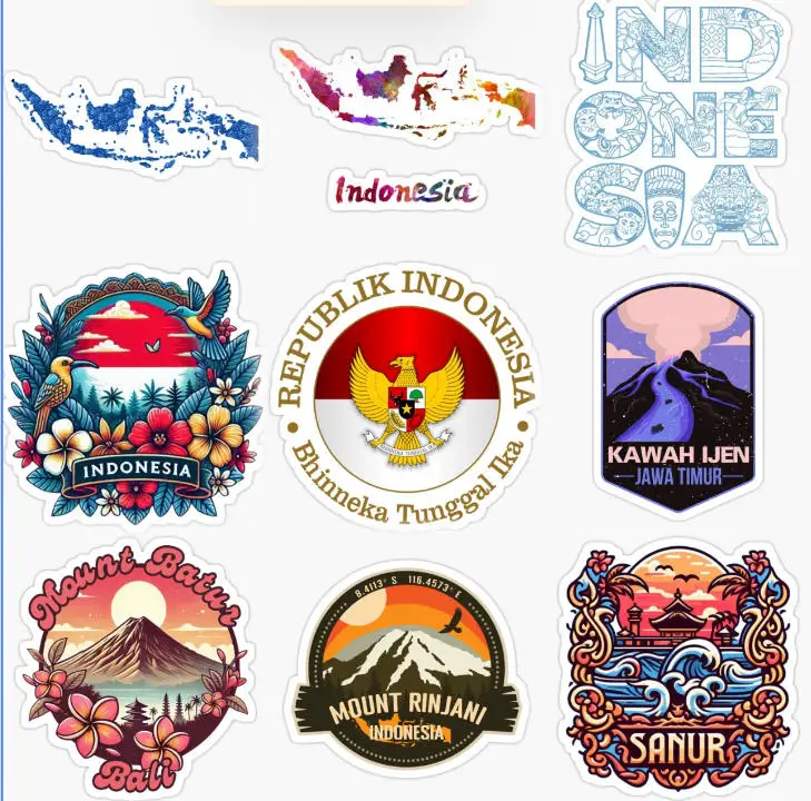 

Indonesia Flag Map Bali Creative Sticker for Decorate Car Bicycle Motorcycle Wall Fridge Customizable