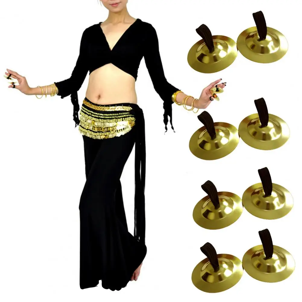 Belly Dancing Brass Elastic Finger Loop Compact Anti-falling Performance Copper Smooth Surface Percussion Cymbals Dancing Prop