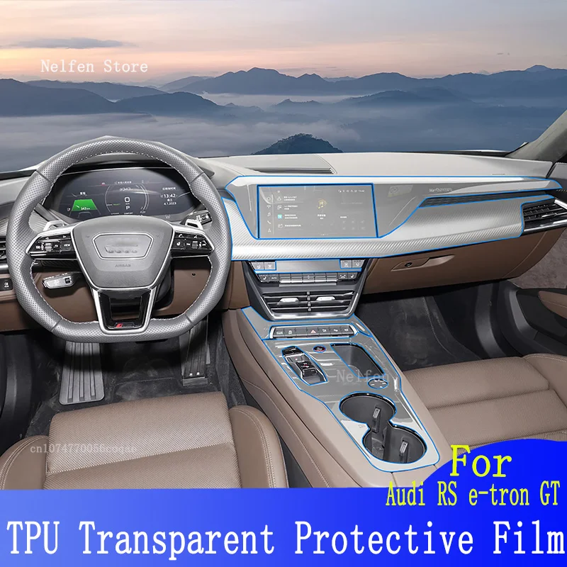 TPU Car Interior Gearbox center Dashboard Protective Film Transparent For Audi RS E-tron GT 2021-2023 Anti-scratch Accessories