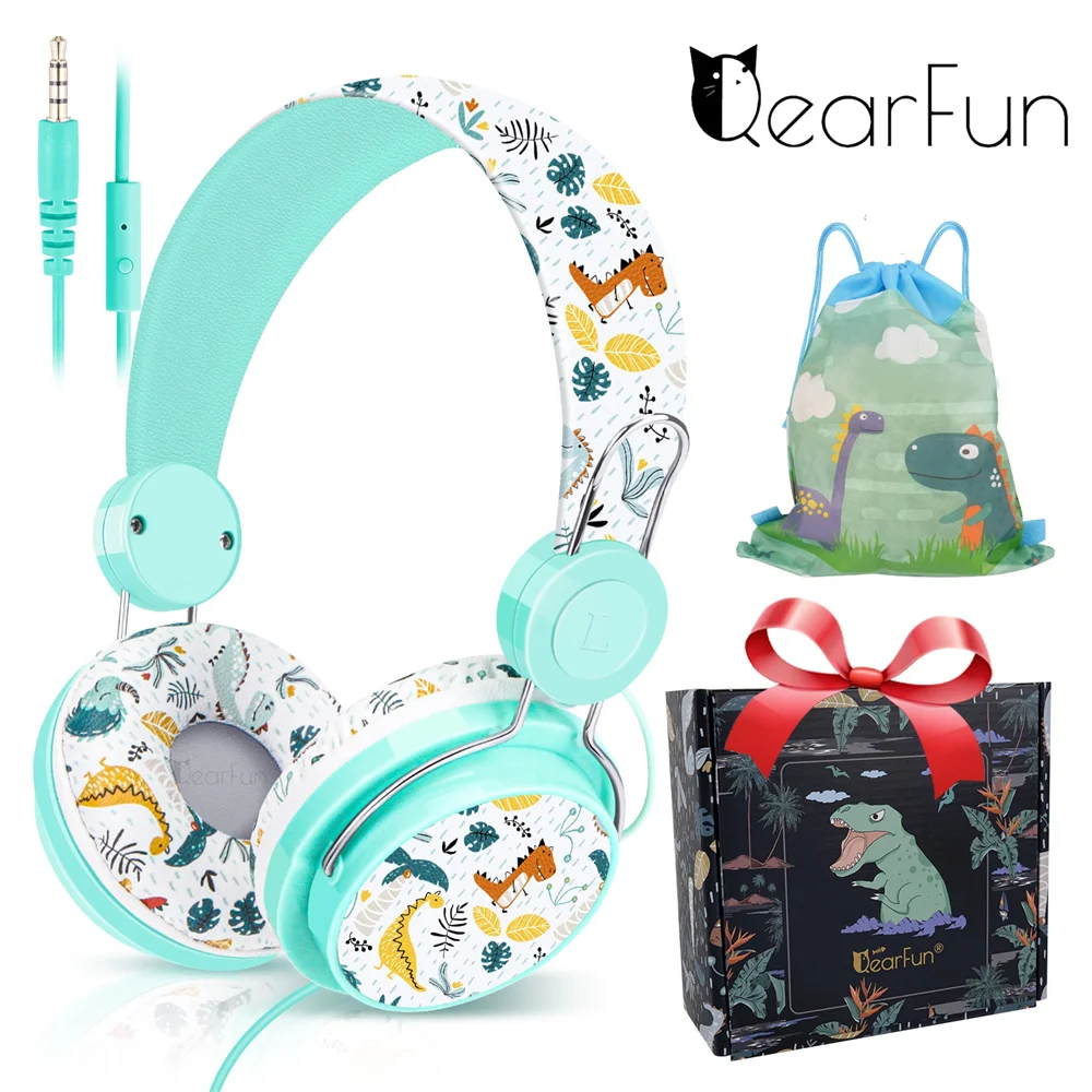 

Kids Headphone With Mic Stereo Earphone Adjustable Wired Dinosaur Kids Headphones For Girl Boy Gift Online Learning Ipad Iphone