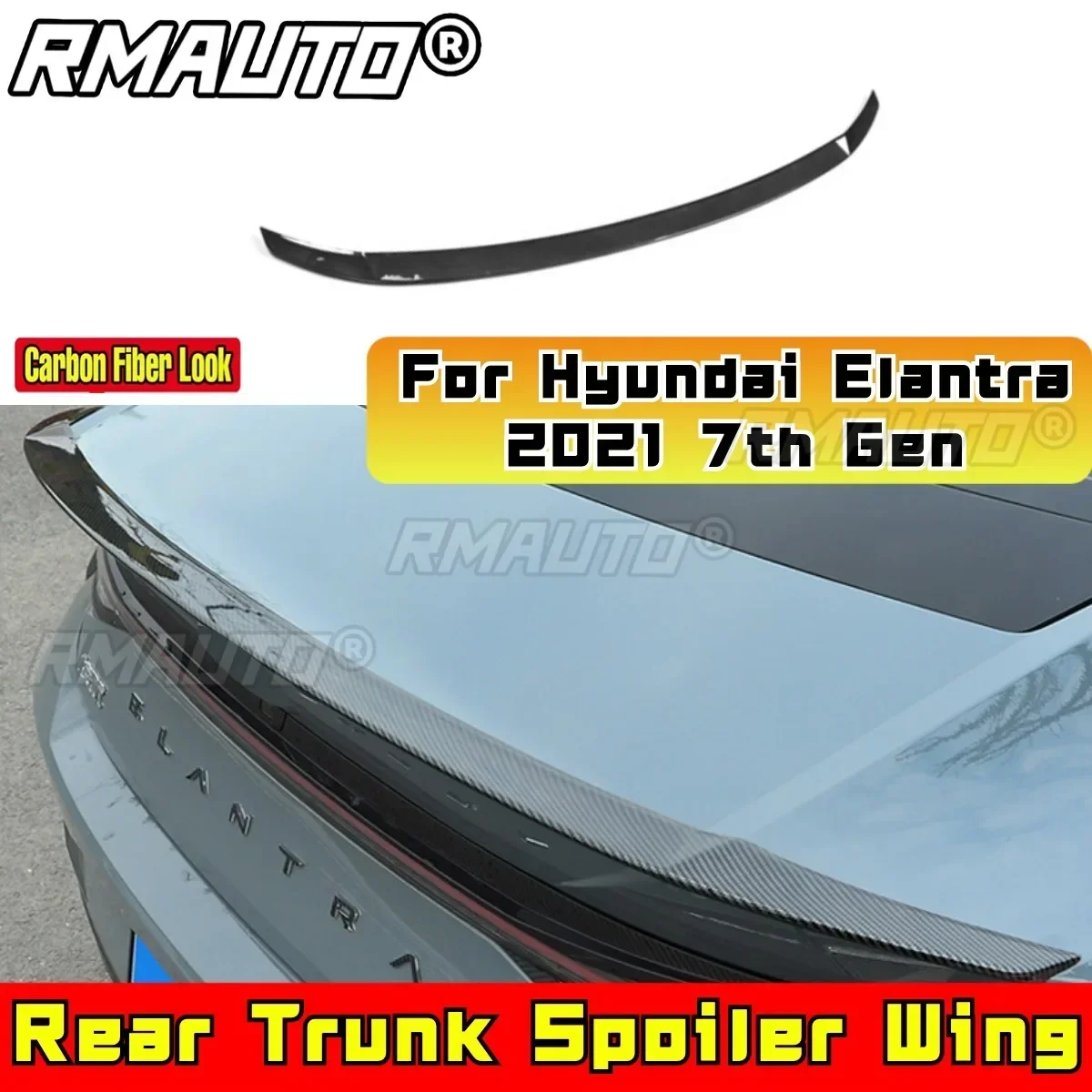 

For Hyundai Elantra Rear Trunk Spoiler Wing Rear Roof Spoiler Roof Wing for Hyundai Elantra 2021 7th Gen Car Accessories
