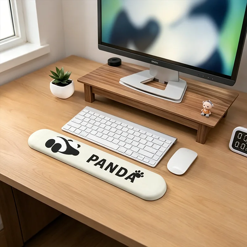 Rubber Wrist Rest Keyboard Pad, Cute Cartoon Panda Design, Non-Slip Soft Keyboard Wrist Support 45x10cm