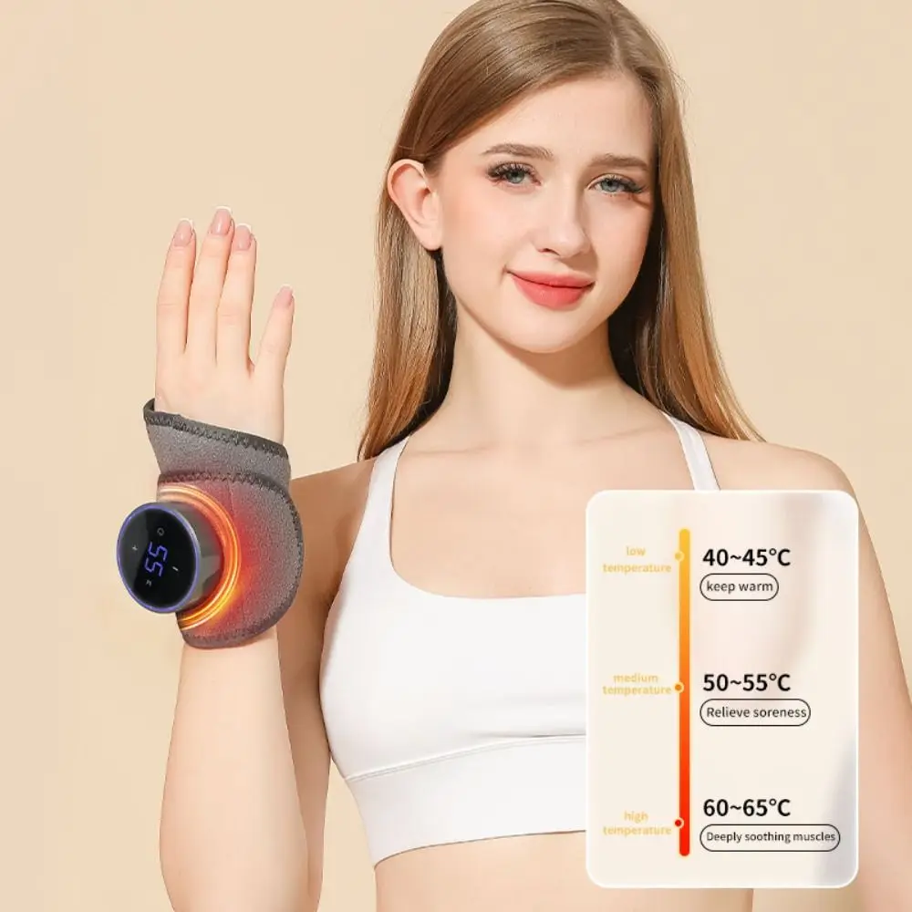 Protective Electric Heating Wrist Guard Adjustable USB Rechargeable Hot Compress Wrist Brace Non-Slip Intelligent Timing