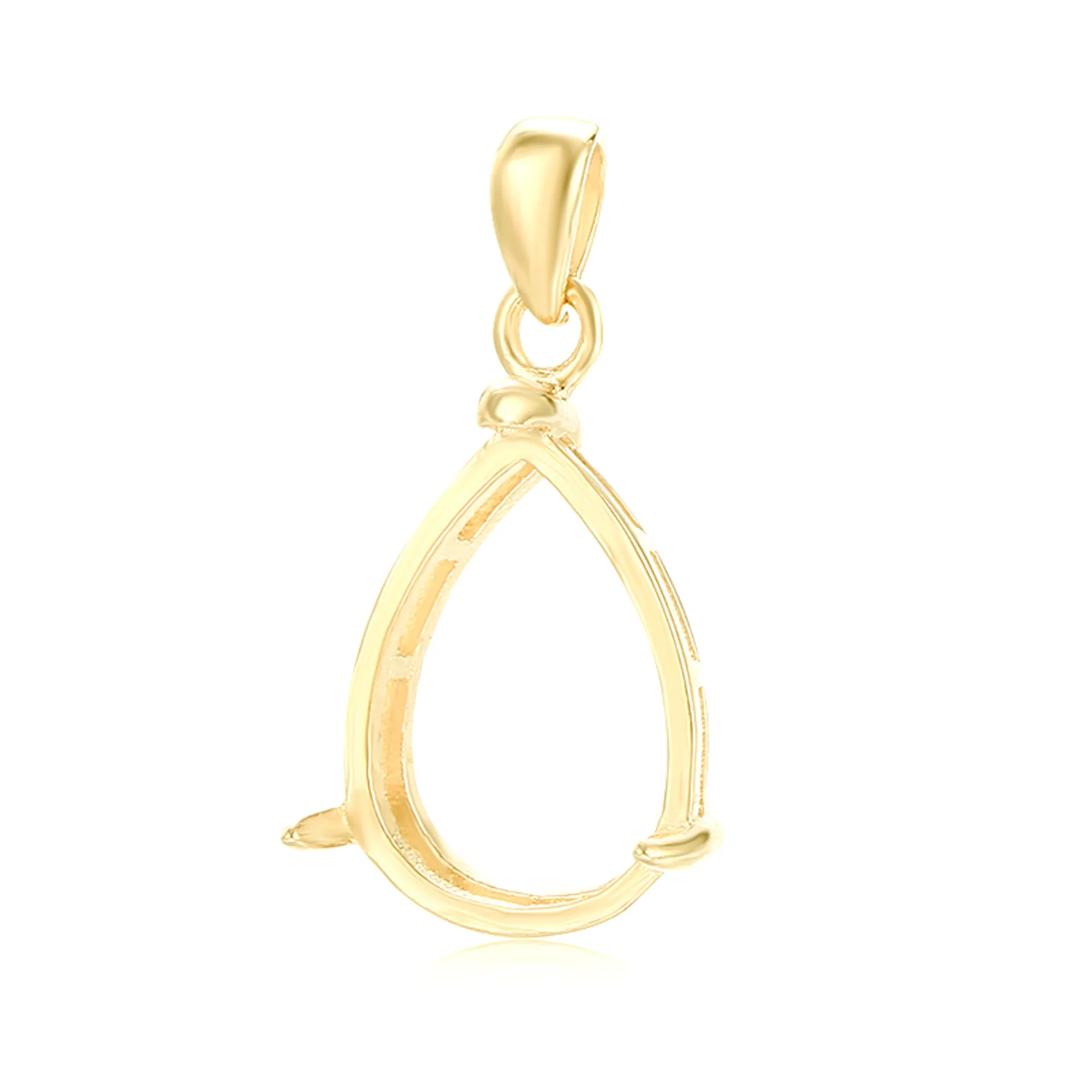 

Pendant Base for 6x8mm/7x9mm/8x10mm/10x14mm/13x18mm Teardrop Cabochons Yellow Gold Plated 925 Silver Pendant Blank