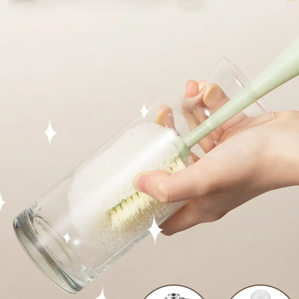 Brush With Handle Milk Bottle Brush Sponge Extrudable Kitchen Tools Water Cup Brush Baby Bottle Brush Long Handle view 2