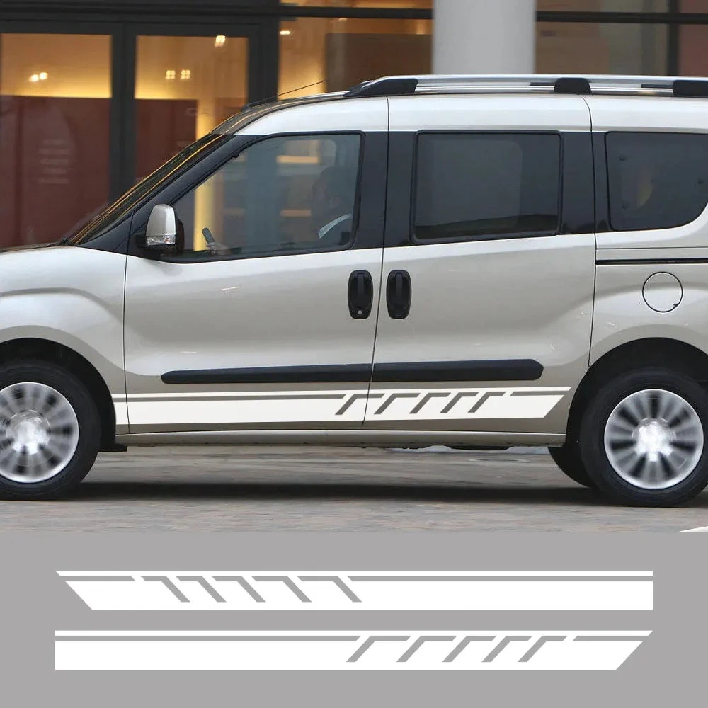 Adesivos laterais para porta de carro, para Fiat Doblo Cargo Panorama Vauxhall Opel Combo Camper Van, gráficos, listras, decalques, acessórios automotivos