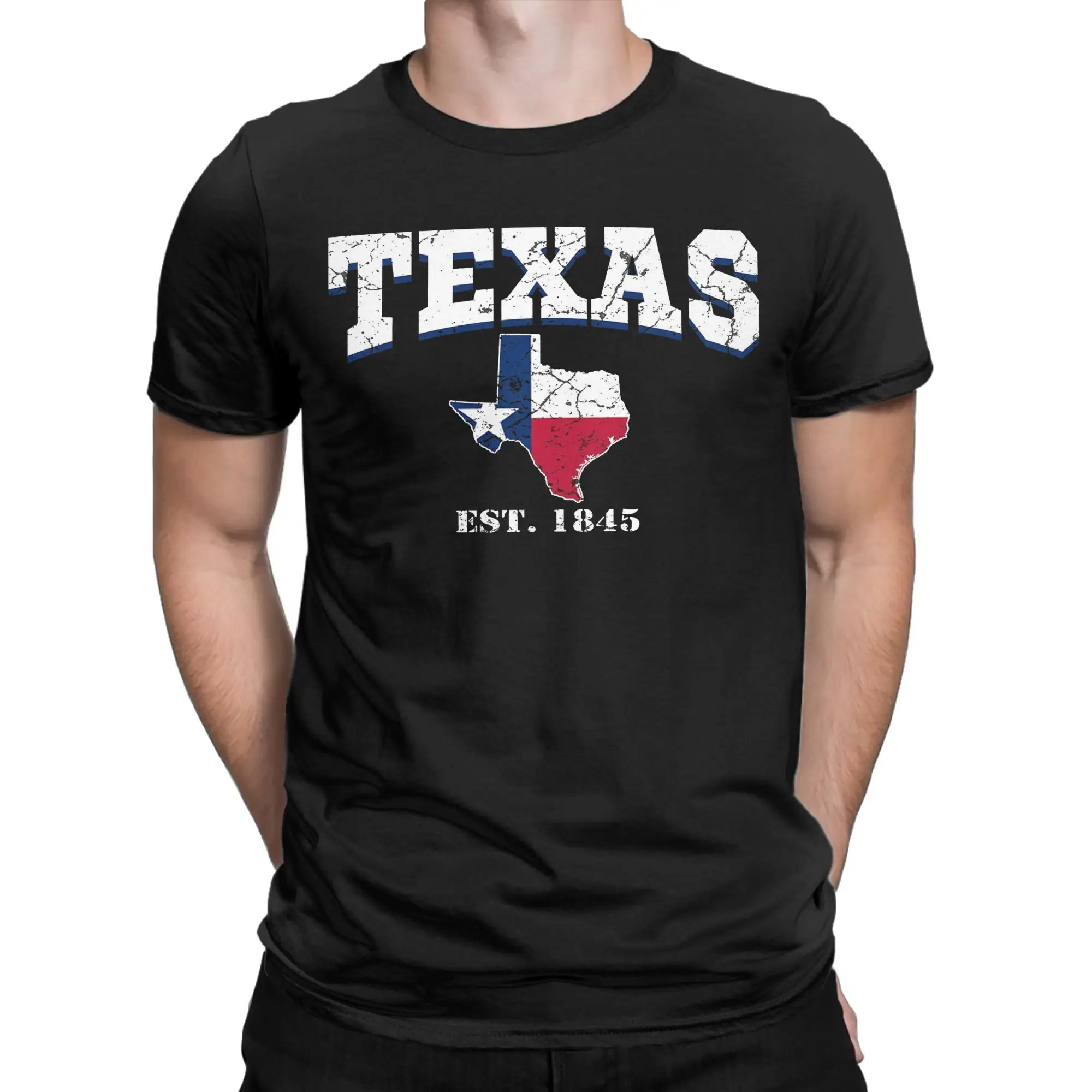 Men Women T-Shirt 1845 Longhorn Texas Flag Novelty Cotton Tees Short Sleeve  T Shirt Round Collar Tops 6XL