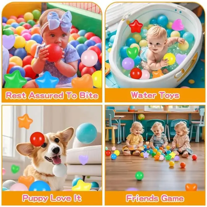 Ball Pit Ballen 100 Heldere Plastic Ballen voor Peuters Ftalaatvrij BPA-vrij Verpletterende Ballen in Herbruikbaar Speelspeelgoed voor Kinderen