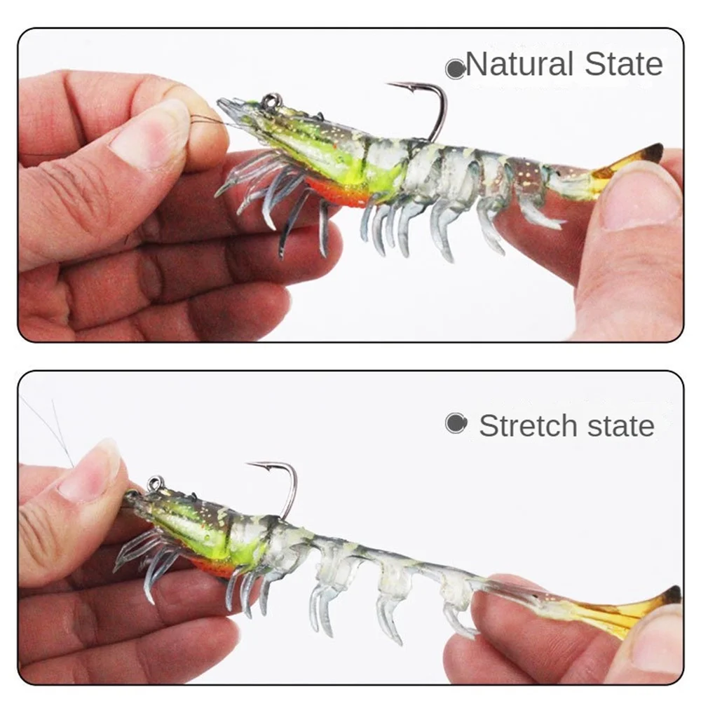 Weiche, lebensechte Garnelenköder, 9 cm, 12 g, künstliche leuchtende Jigs, Köder zum Angeln, Jiggen, Outdoor-Meeresköder für Rotbarsch, Bass, Garnelen, 1 Stück – Detail 8