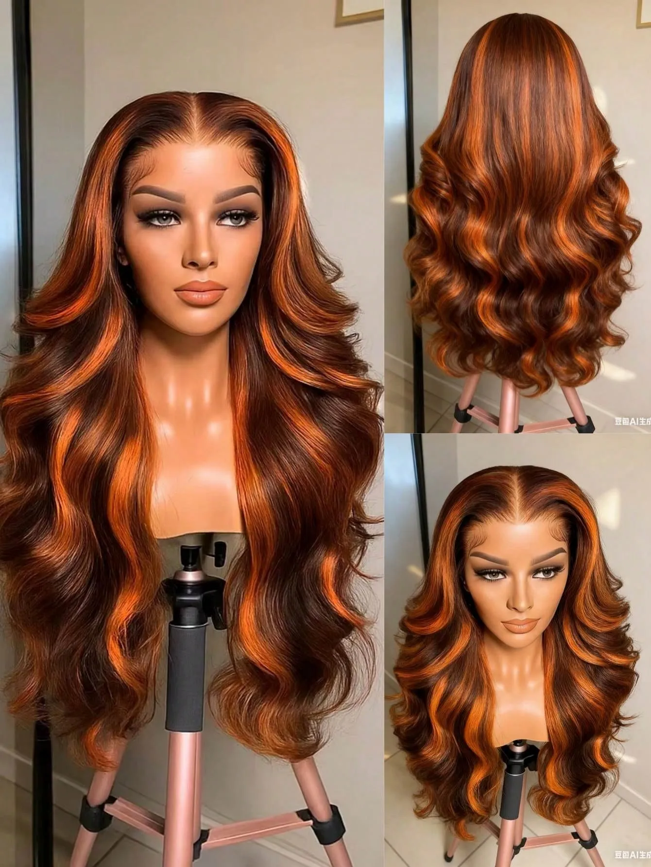 

Парик P4/350 Highlight Ombre 13x6 с кружевной передней частью, из натуральных волос, плотность 250%, цветной, с эффектом Body Wave, имбирно-коричневый оттенок