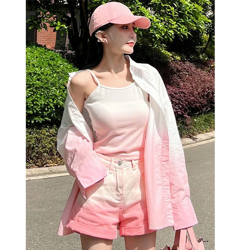 Spring Summer New Contrast Patchwork Blouse Polo Neck Long Sleeve Loose Plus Size Shirt Tops Fashion Korean Trend Women Clothing