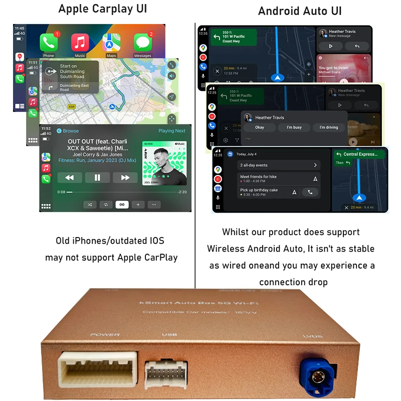 Décodeur de voiture sans fil Apple Carplay Android Auto, boîtier AI, mirrorlink, pour Volvo XC60 XC70 S60 S80 V60 V70 V40 (2011 – 2019)