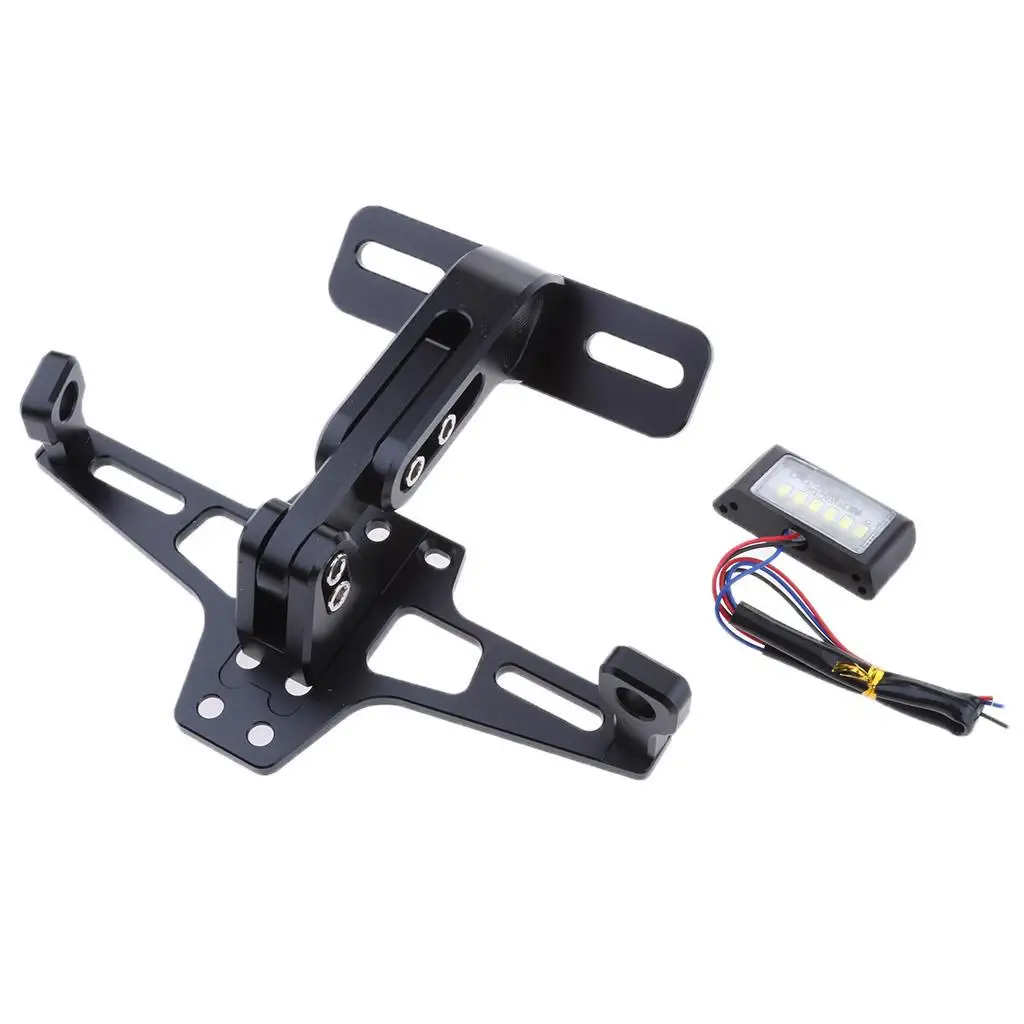 

Universal Adjustable CNC License Plate Holder Bracket LED Light