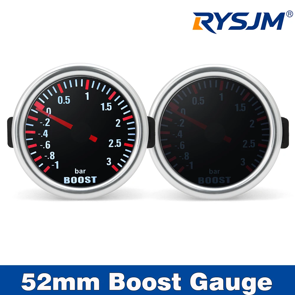 Manômetro de Pressão de Turbo Smoke Len 2" 52mm -1-3 Bar, Indicador Mecânico de Pressão de Turbina, Kit Controlador de Pressão Automotivo para Carros a Gasolina 12V