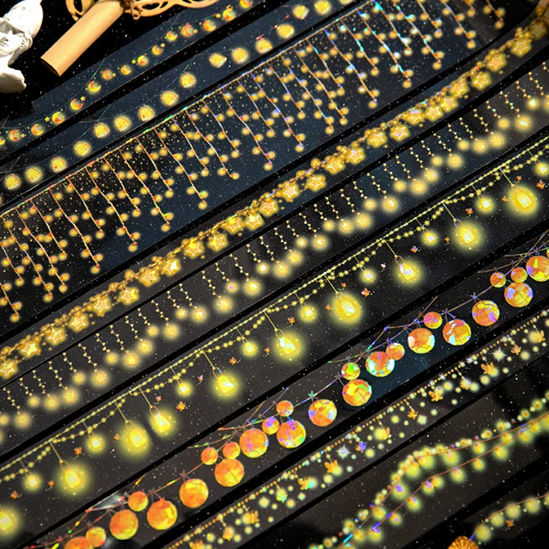 Mr. Paper, 10 Rolls/box, Star Light Ribbon Theme Sticker Tape, Decorative Scrapbook, Photo Album, Diary, Phone Case Sticker